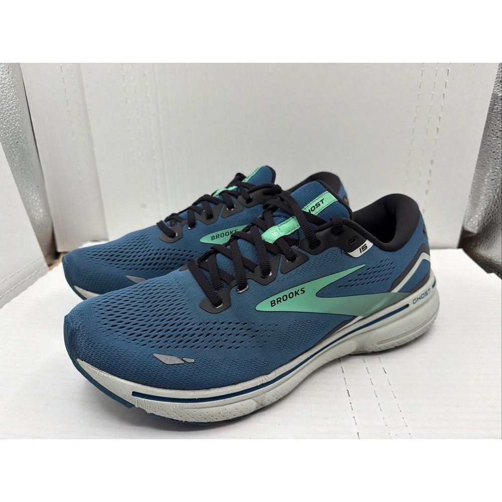 Brooks Ghost 15 Mens Size12 Blue Black Athletic Running Walking Shoes Sneakers